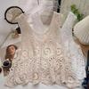 Summer Spice Girl Design Sense Crochet Hollow Suspender Women's Knitted Vest Vest Outside Sleeveless Blouse Top