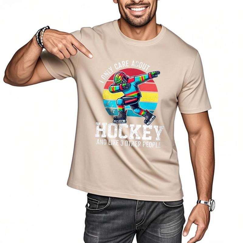 New Arrived Men Oneck tshirt Vintage I Only Care About Hockey And Like 3 Other People Trendy Unisex tees Comfort Tshirt
