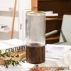 Nordic Wooden Stem Holder Glass Vase for Hydroponic Roses & Bamboo