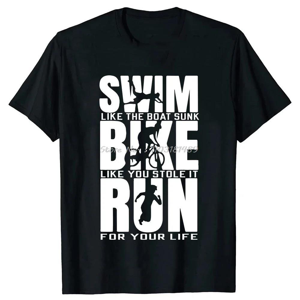 Triathlon Be Great At Three Sports Funny T Shirt Unisex Summer Streetwear Triathlete Runninger Swimmings Bikings TShirt Tees Black