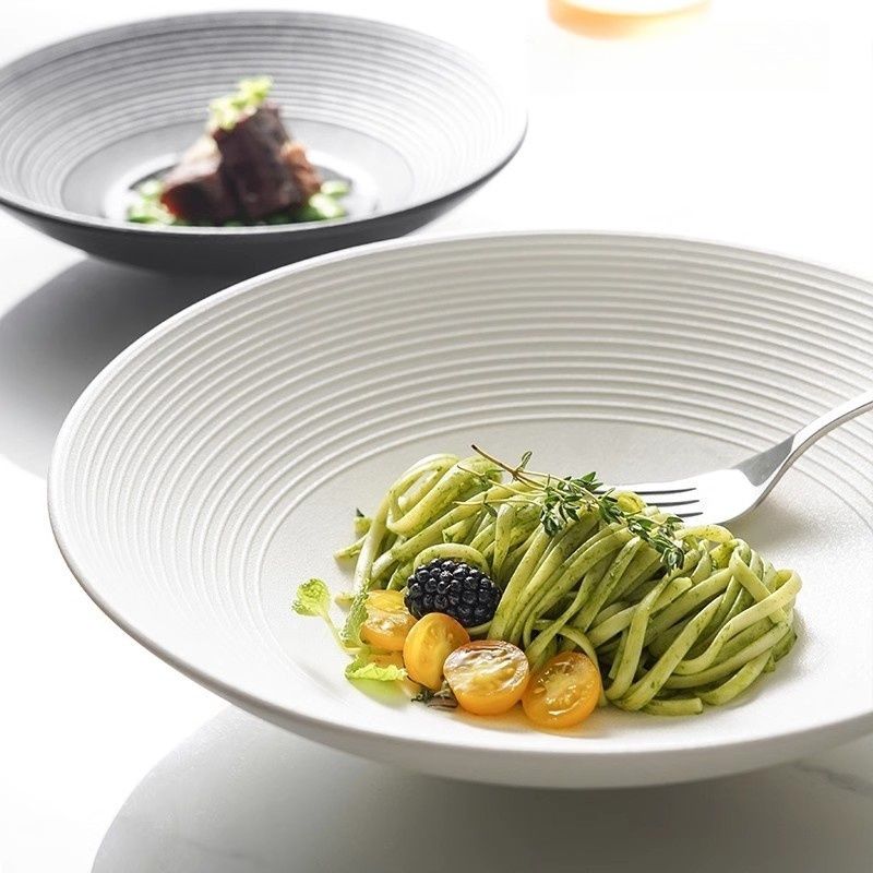 Japanese style bamboo hat noodle bowl salad household deep plate ceramic high-temperature underglaze color high-end tableware