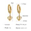 Vintage Heart Shaped Diamond Studded Hoop Earrings With Pendant Elegant Fashion Women's Ear Jewelry
