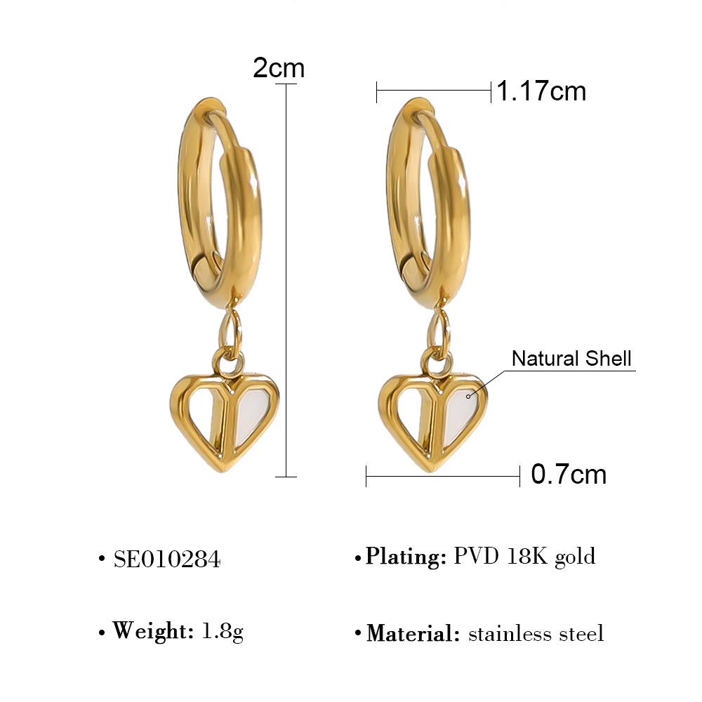 Vintage Heart Shaped Diamond Studded Hoop Earrings With Pendant Elegant Fashion Women s Ear Jewelry