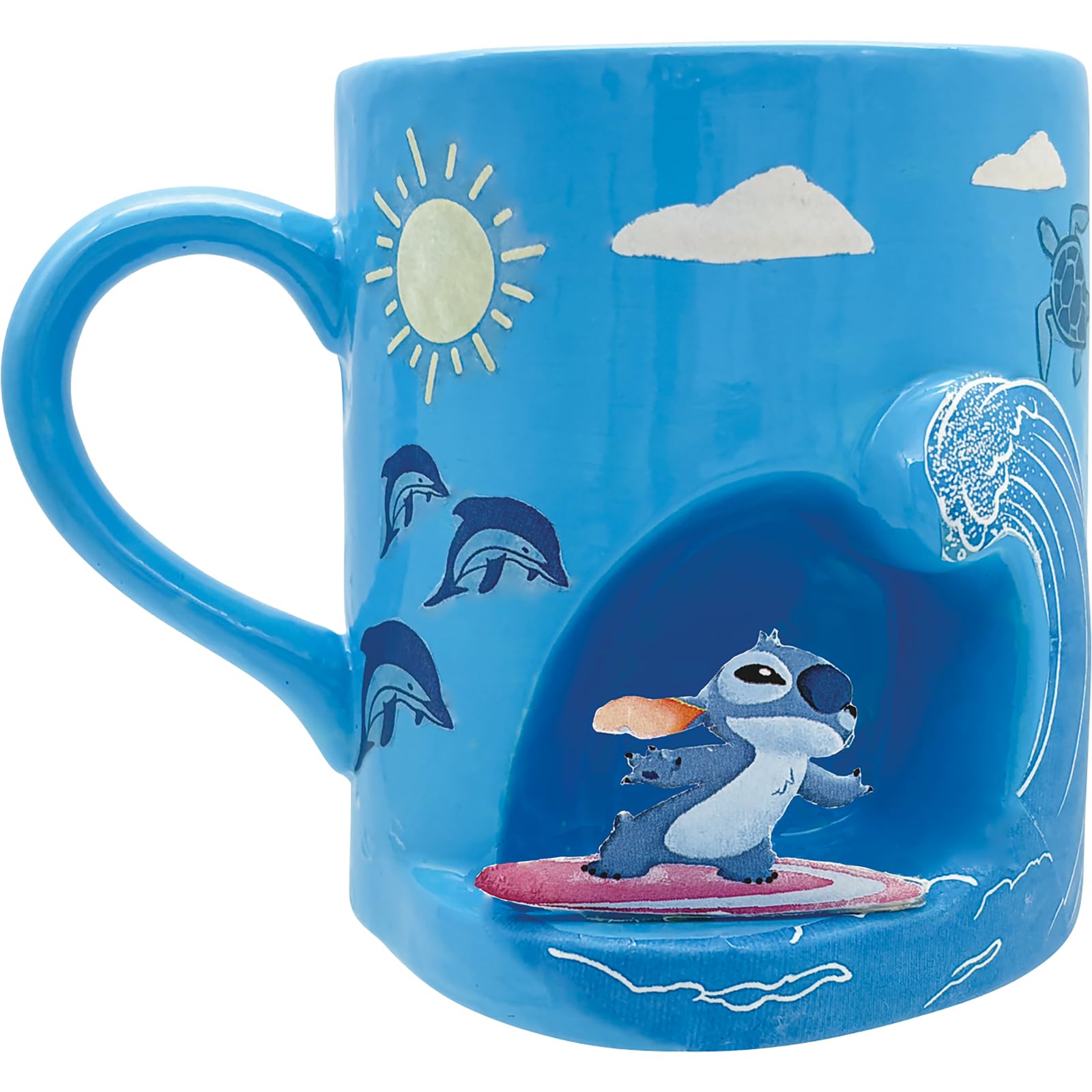 

Disney Stitch Large Mug, Surfing Accessories, Lilo & Stitch, Tableware, Blue, Approx. 12 x 9 cm, 325 ml, SAN4854