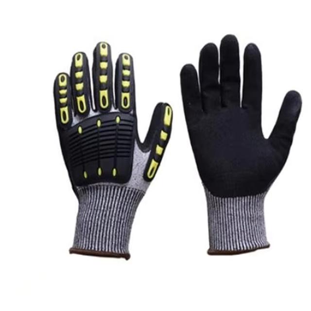 TPR Gloves Level 5 Cut Resistant Safety Anti-slip Impact Resistant Work Durable Breathable (as the picture,Cut-Protection Gloves&M)