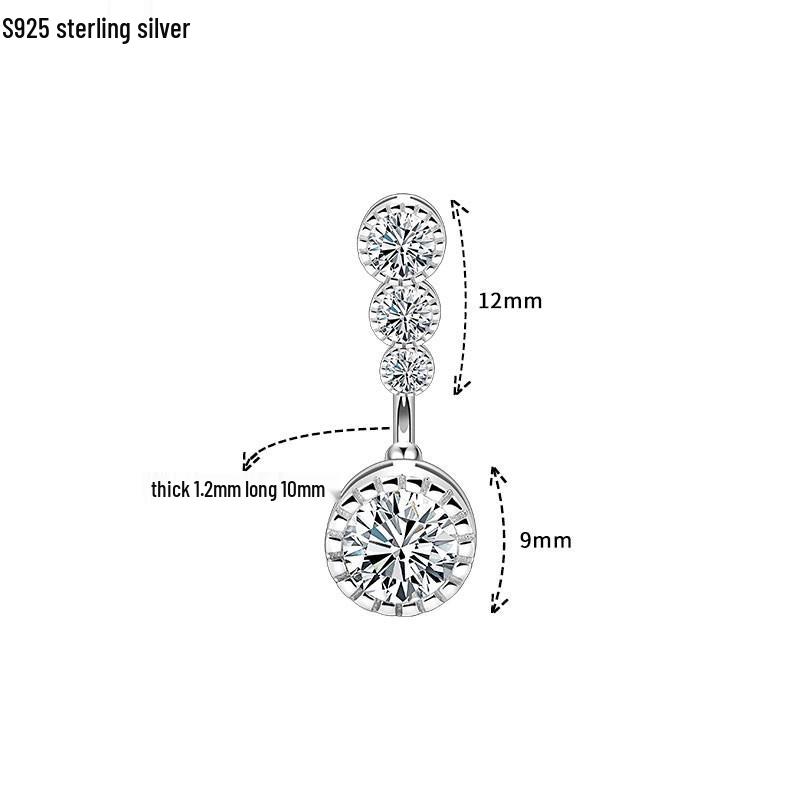 S925 Sterling Silver Navel/Belly Button Ring Body Piercing Jewelry