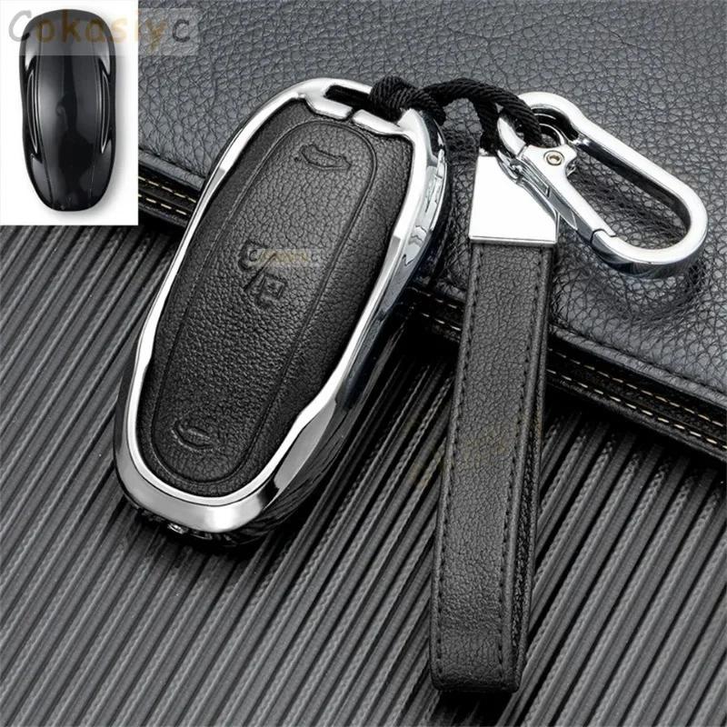 Car Sticker 2025 New Tesla for Tesla Model S Model 3 Model X Accessories Car Key Case Cover with Belt Aluminum Alloy Key Shell S