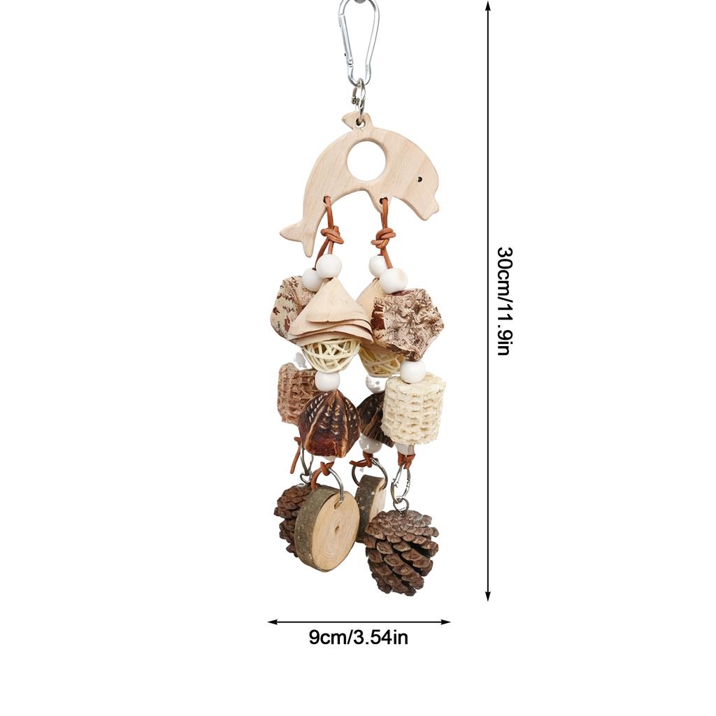 Parrot Chew Toys Wooden Fruit String Pinecone Corn Cob Cork Bird Cage Accessories Tooth-grinding Bird Toy For Small Medium Birds
