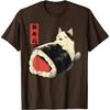 Kawaii Sushi Cat Graphic Tee Japanese Anime Style Funny Gift Round Neck T-Shirt for Men