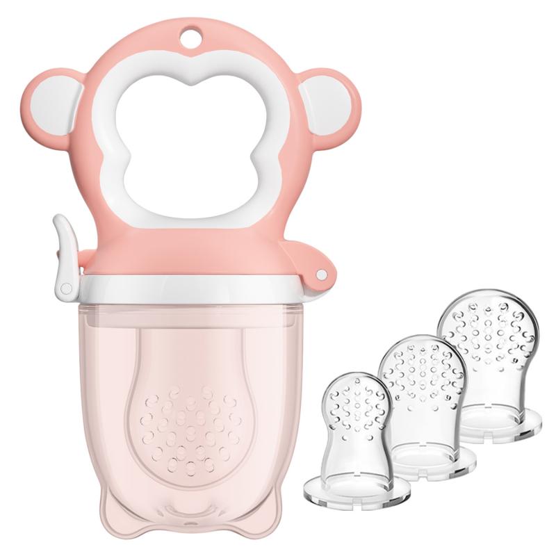 Baby-Obstbeutel/Eisbeutel mit Beißring, Baby-Beißspielzeug ab 4 Monaten, BPA-freie Silikontasche und Beißring, Linderung beim Zahnen