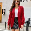 Women S V Neck Knitted Cardigan Long Sleeve Solid Color Loose Fit Sweater