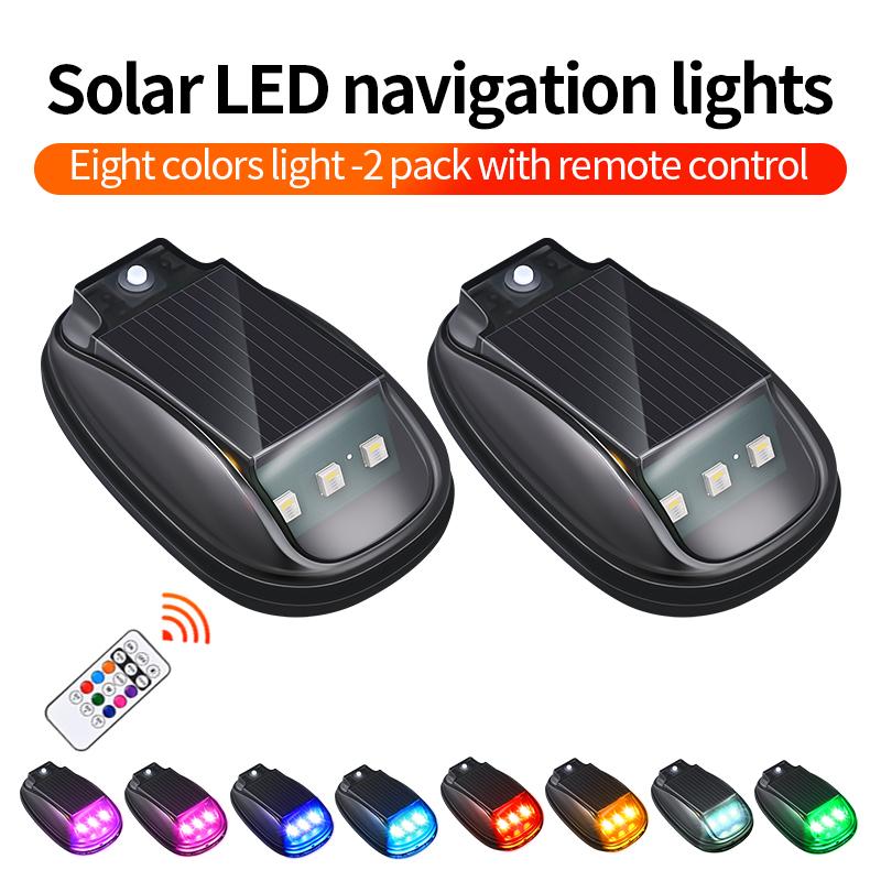 Roof light LED solar remote control wiring free flash, car navigation light, motorcycle flashing light, warning light