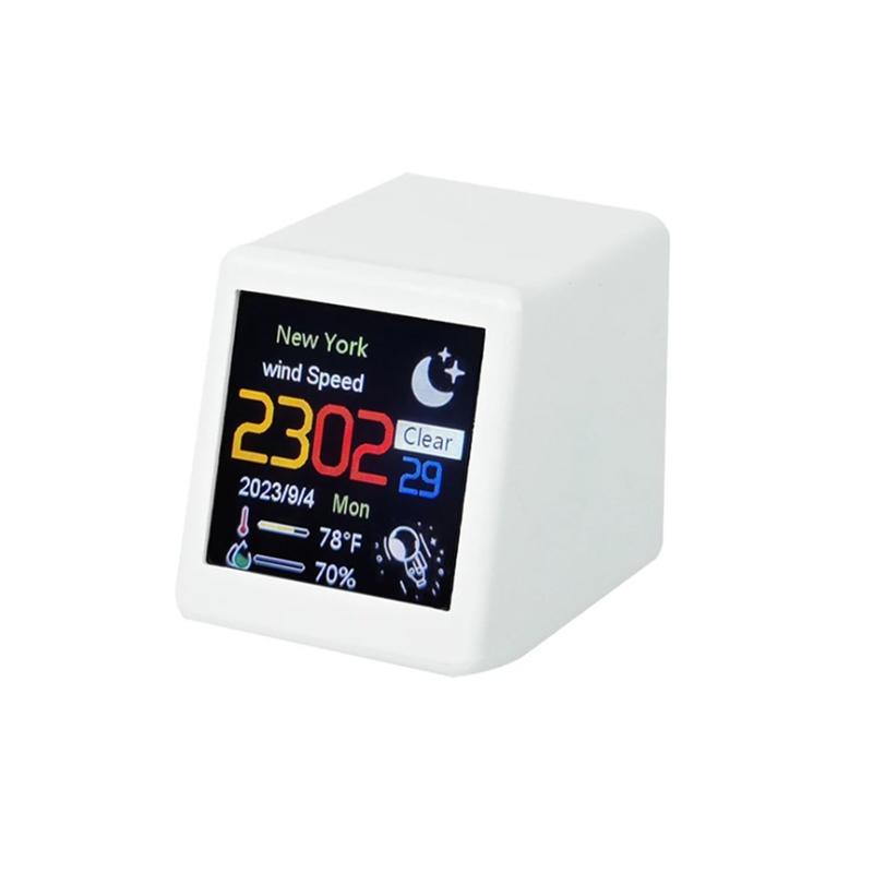 

Умная метеостанция Настольные светодиодные ЖК-цифровые WiFi часы Погода Температура Влажность Время Будильник Настольное украшение белый