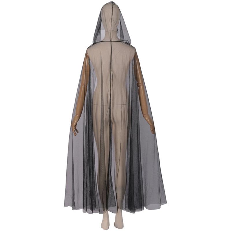 Sheer Mesh Hooded Cape Cloak Witches Witch Cloak Hooded Cape Medieval Cloak Haunted House Costume for Halloween Cosplay