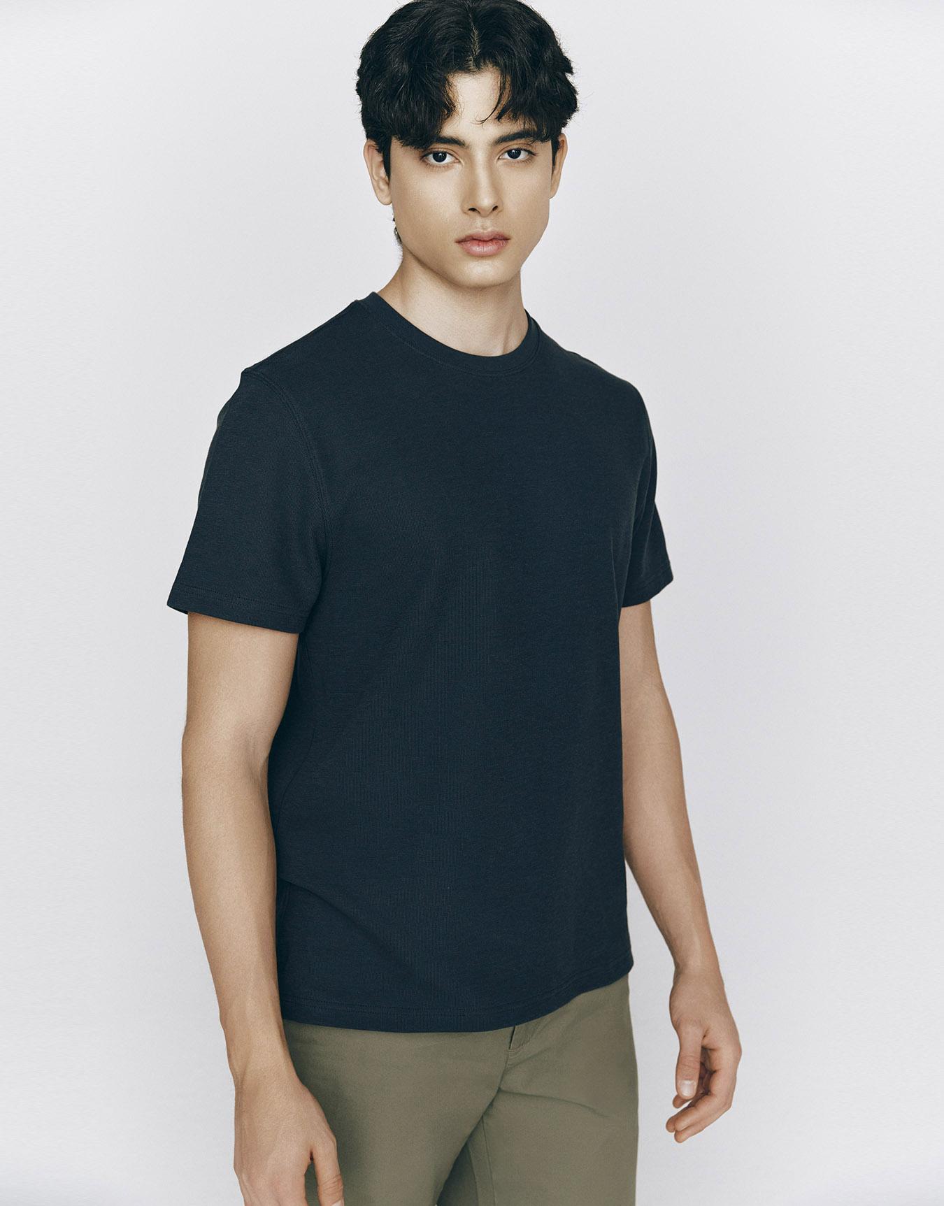 Giordano Interlock Texture Short Sleeve T-Shirt 025535 [2 Colors] 01 Dark Navy/M
