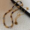 Natural Brown Stone Necklaces for Women Vintage Gold Metal Irregular Handmade Bead Choker Necklaces Jewelry Gifts
