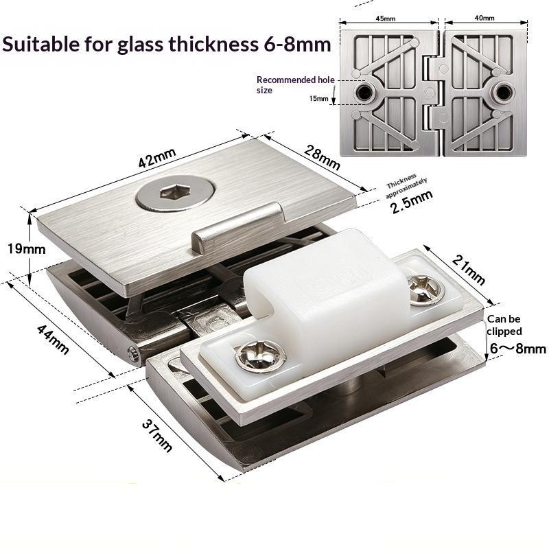 1 Piece Glass Door Hinge Half Cover Intemal Or Extemal Black Display Wine Cabinet Bathroom Storage Cabinet Clamp Hinge Need Hole