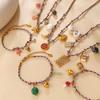 Summer Vacation Wind Dopamine Girl Heart Woven Color Rope Diy Diverse Pendant Bracelet Necklace Jewelry Set
