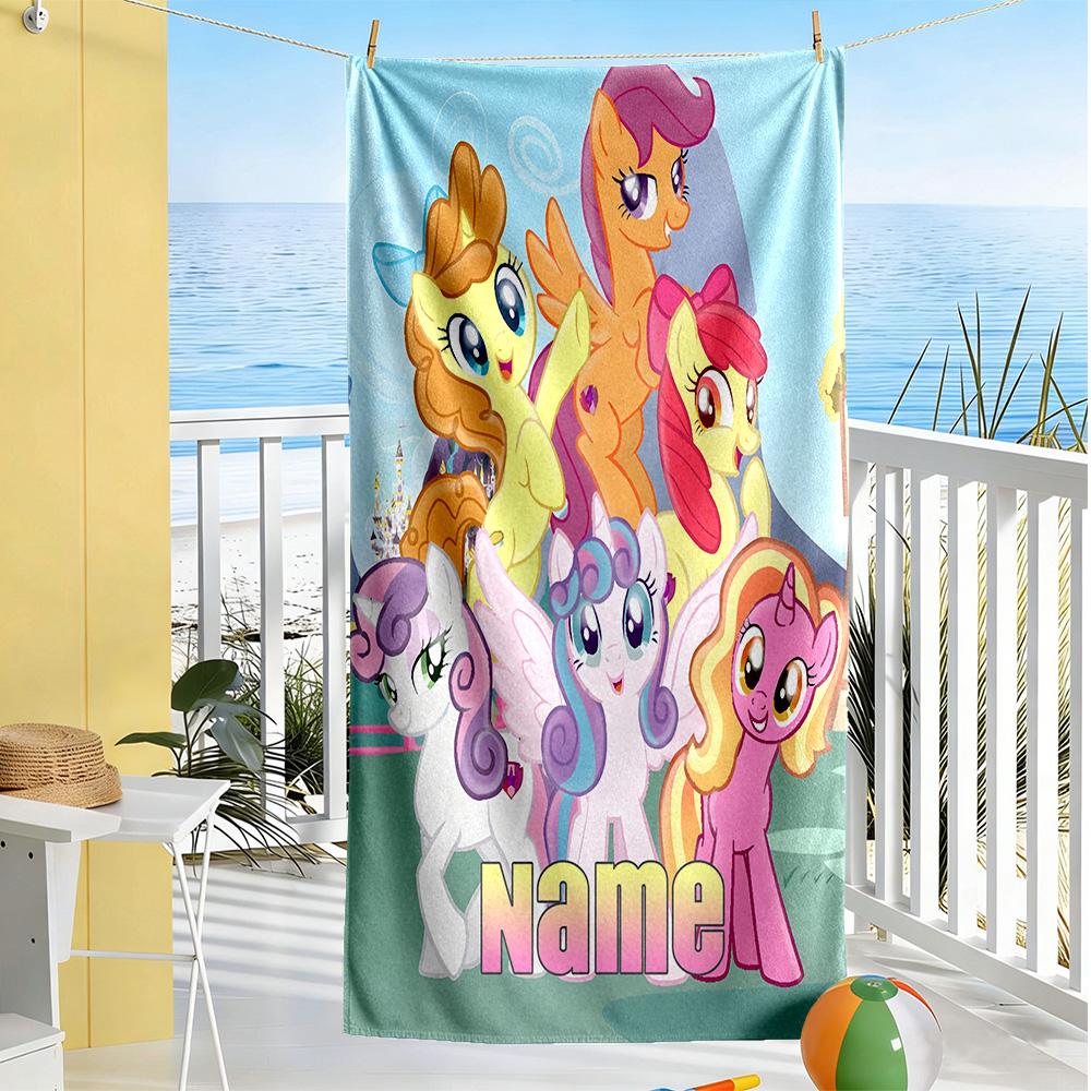 Little Pony Personalized Text Beach Towel Super Soft Microfiber Quickdry Fabric