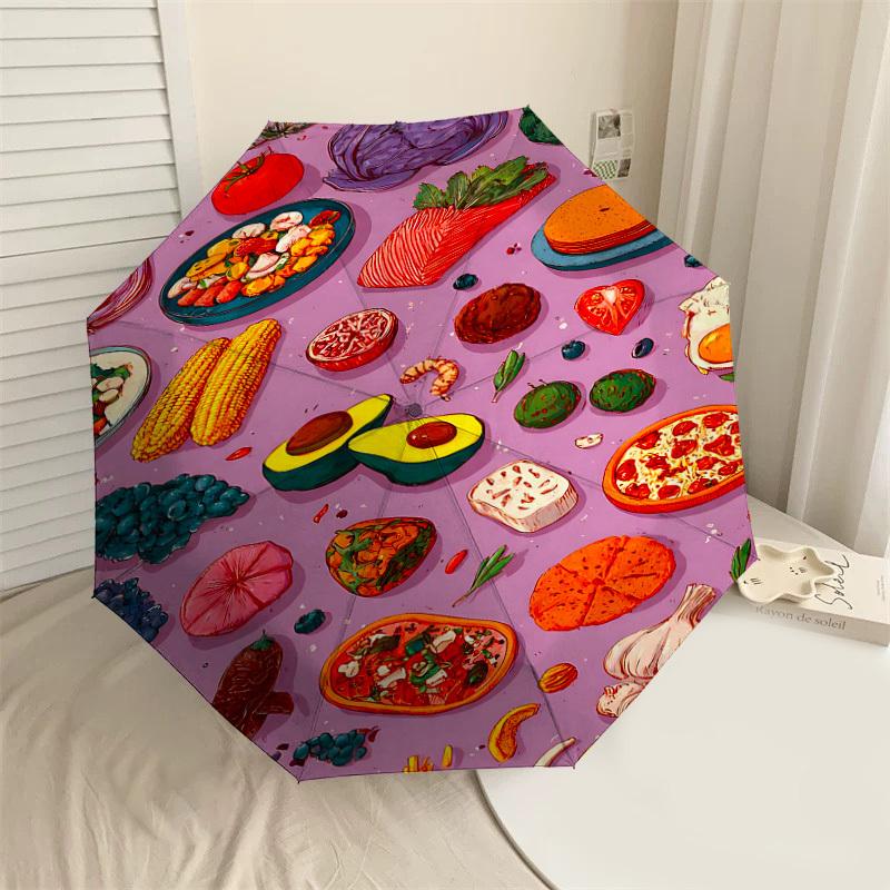 

1PC Healthy Food Umbrella-8-Rib Reinforced Portable Folding Travel Suitable for All Seasons Outdoor Daily Use-H0390