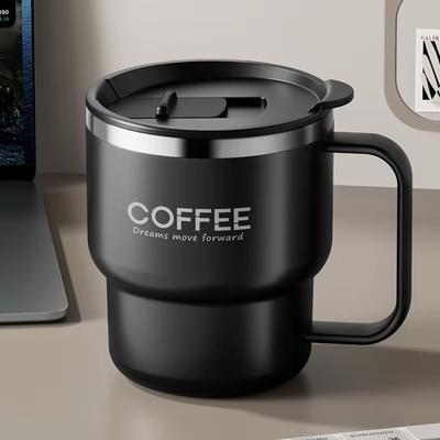 Portable 304 Stainless Steel Insulated Coffee Cup Double Wall Insulated with Lid Water Cup with Handle Anti Scalding Tea Cup