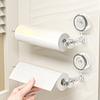Suction Cup Kitchen Tissue Holder No Punching Cabinet Paper Hanger Cling Film Storage Lazy Cloth Hanger Pole Roll Paper Holder