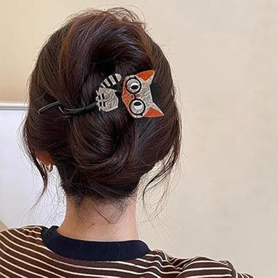 Cartoon Cat Shape Barrettes Creative Vintage Cute Gripper For Women Girls Student Pan Hair Low Ponytail Fixed Twist Clip 1pc
