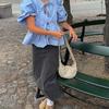 2024 Sweet Casual Puff Sleeve Tie-Up Shirt