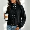 Cardigan a manica lunga in maglia da donna con colore e vestibilità larga per abbigliamento casual