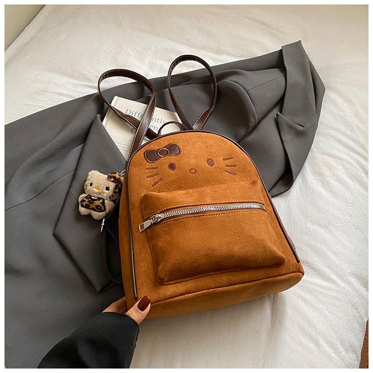 Schoolbag Korean Version Retro Bear Backpack 1011 New Niche Design Cute Kitten Schoolbag Versatile Mini Backpack