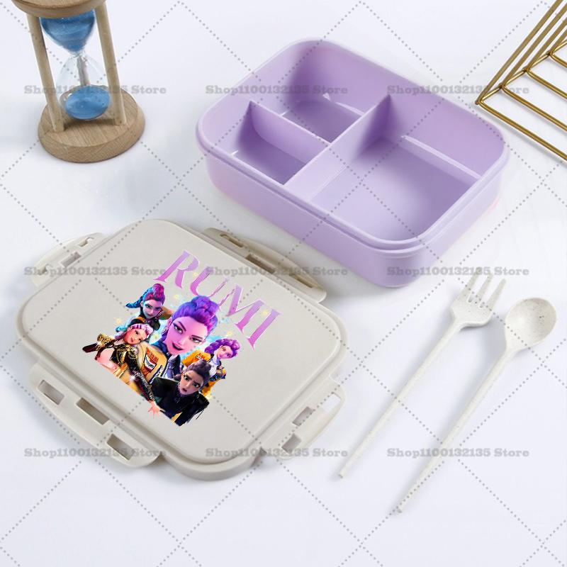 Kpop Demon Hunter Bento Lunch Box Kawaii Girl Portable Bento Boxs Student Hermetic Food Crisper Single Layer Capacity Kids Gift