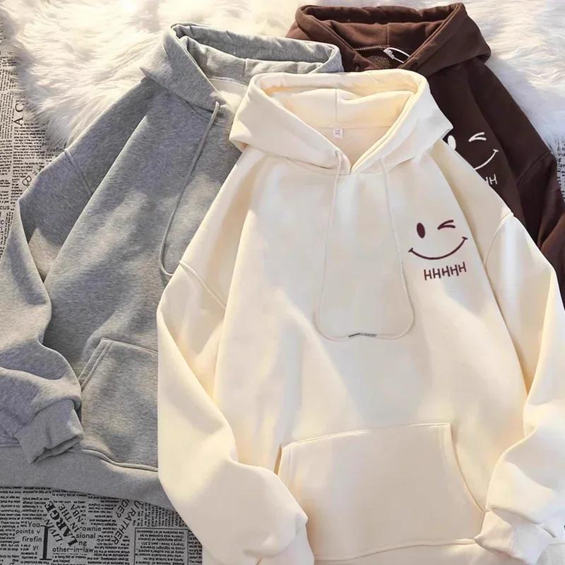 A Fashionable Hooded Sweatshirt with A Smiling Face with A Funny Face for Women