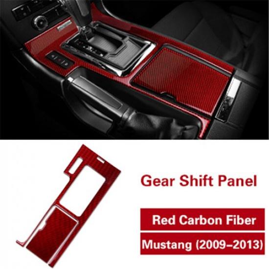 Bright Red Carbon Fiber Car Console Panel Sticker For Ford Mustang 2009-2013 LHD