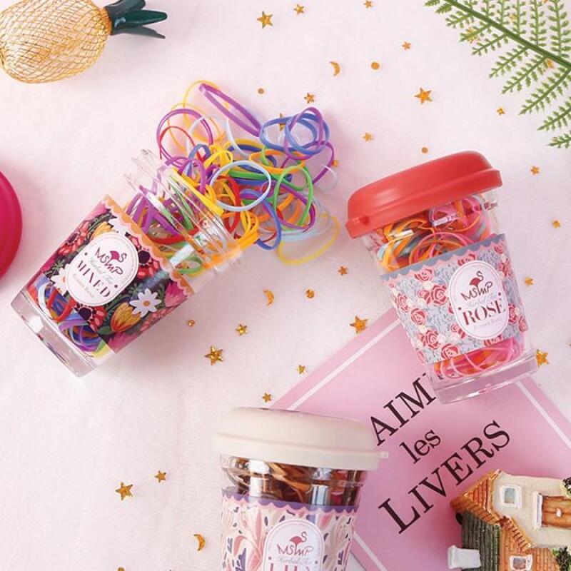 

Bottle Hair Tie Hair Tie Elastic Band Set 130pcs 1-Bottle Strap-Rose