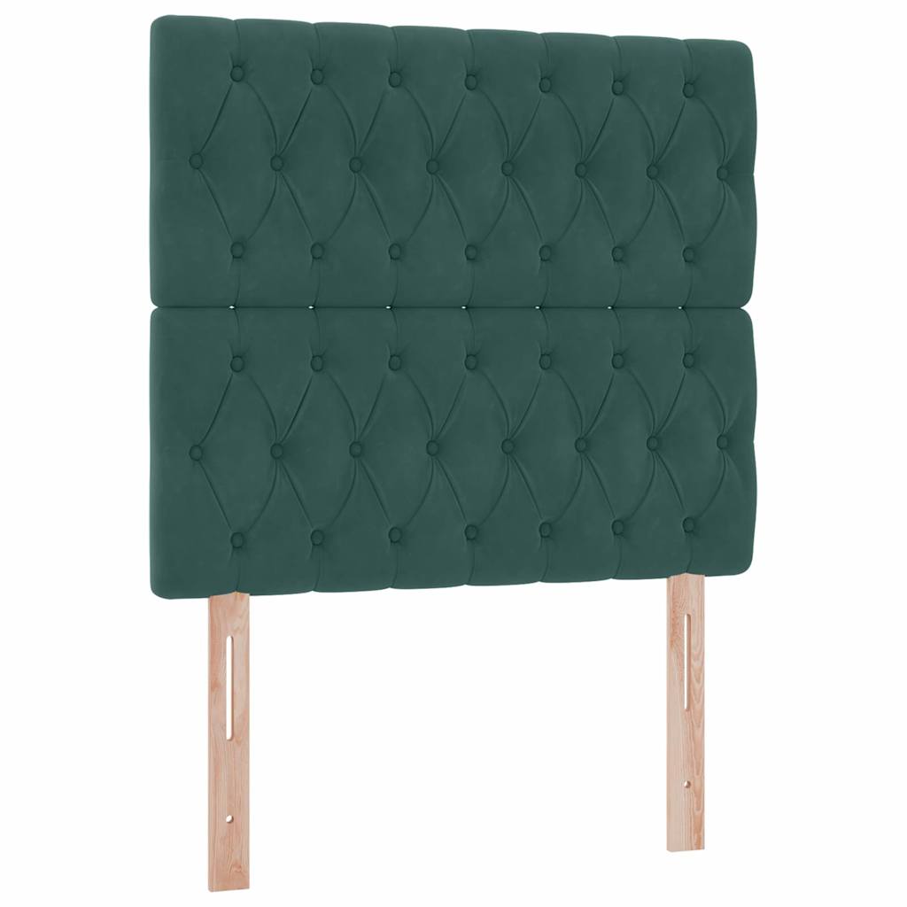 Storage Bed with Mattress Dark Green 100 X 200 Cm Velvet