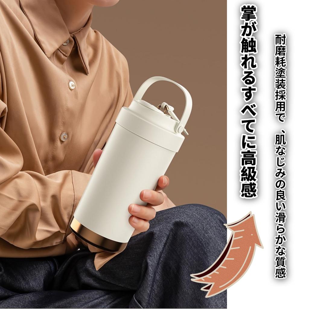 500ml Ceramic Use Vacuum Keeps Drinks Hot or with Expandable Straw Tumbler, 3-Way (Direct Drinking/Straw/With Lid), Non-Coated, Insulated, Cold,