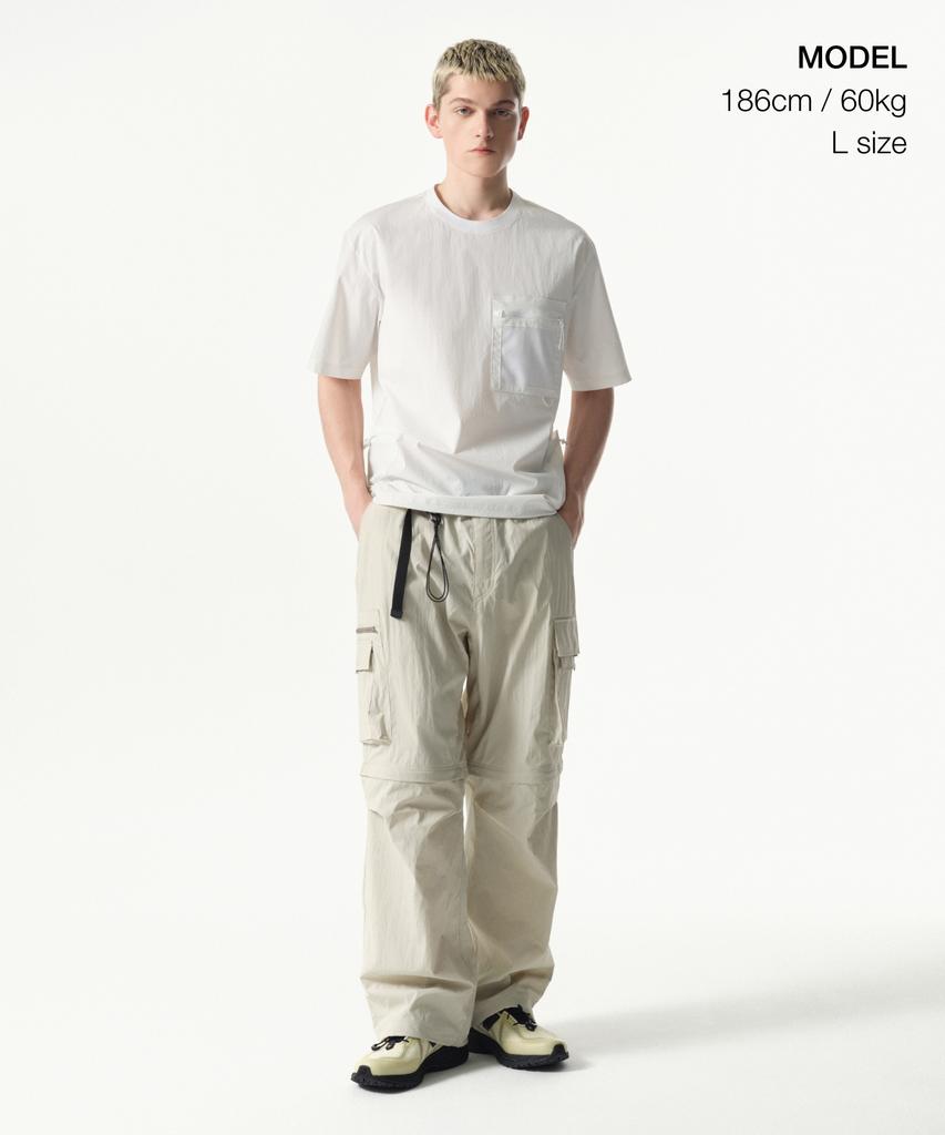 MUSINSA STANDARD [City Leisure] Utility Mesh Pocket Woven T-Shirt [White]
