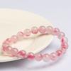 Hongchu Kristall Natur 7A Hochwertiges Jade Rosenquarz Runder Perlenarmband, Kirschblütenregen Rosenquarz Armband