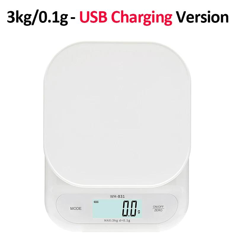 WH-B31 Kitchen Scale LCD Display USB Charging/Battery High Precision Kitchen Electronic Scale Tea Scale Weighing Baking Tools