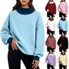 Women's Fashion Color Block Neck Long Sleeve Sweatshirt Casual Pullover Top