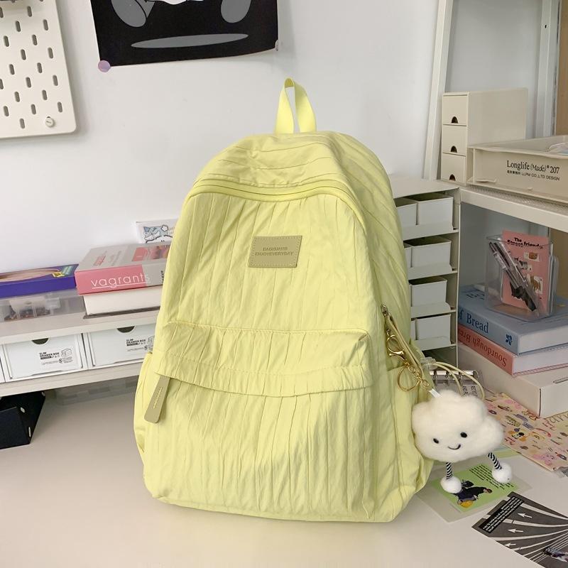 Junior High School Girls Schoolbag Girls Solid Color Versatile Large Capacity Backpack Small Fresh Travel Lightweight Backpack