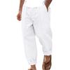 Men's cotton linen plus size trousers breathable sweat solid colour trousers basic paragraph casual wide-legged trousers man