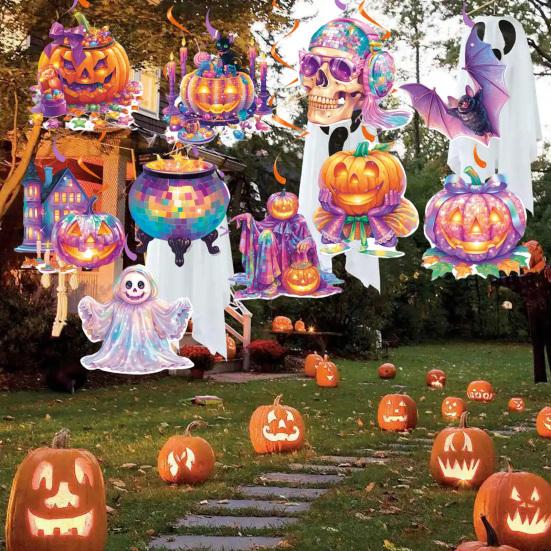 Halloweenská spirálová závěsná visačka Slavnostní atmosféra Dekorace Realistické vzory Spirálové visačky Dekorace na domácí párty