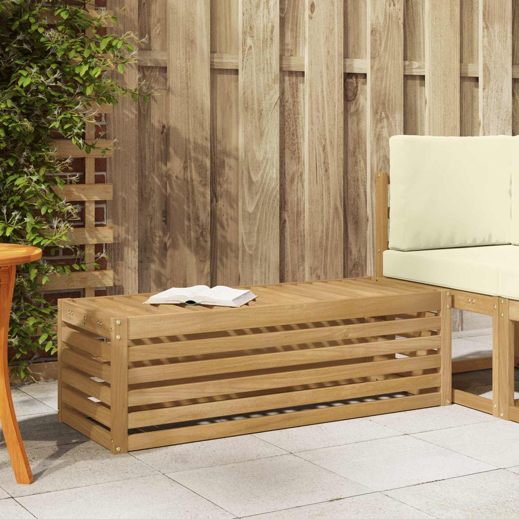 Outdoor Ottoman Bench White 115 x 43 x 37 cm Solid Acacia Wood