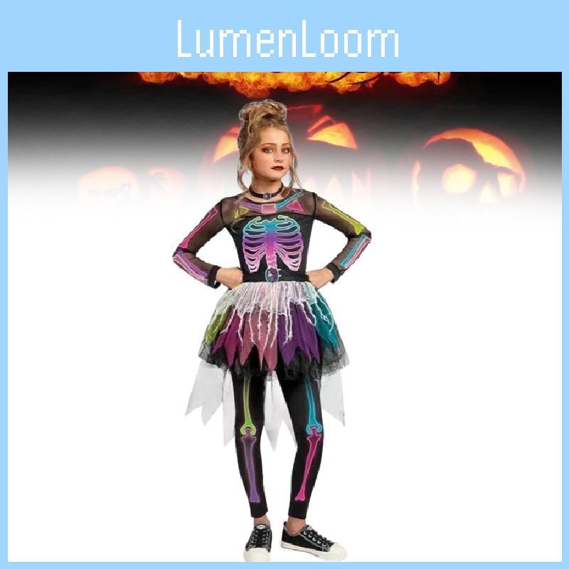 Halloween Human Skeleton Dress For Kids With Polyester Material For Party Cosplay