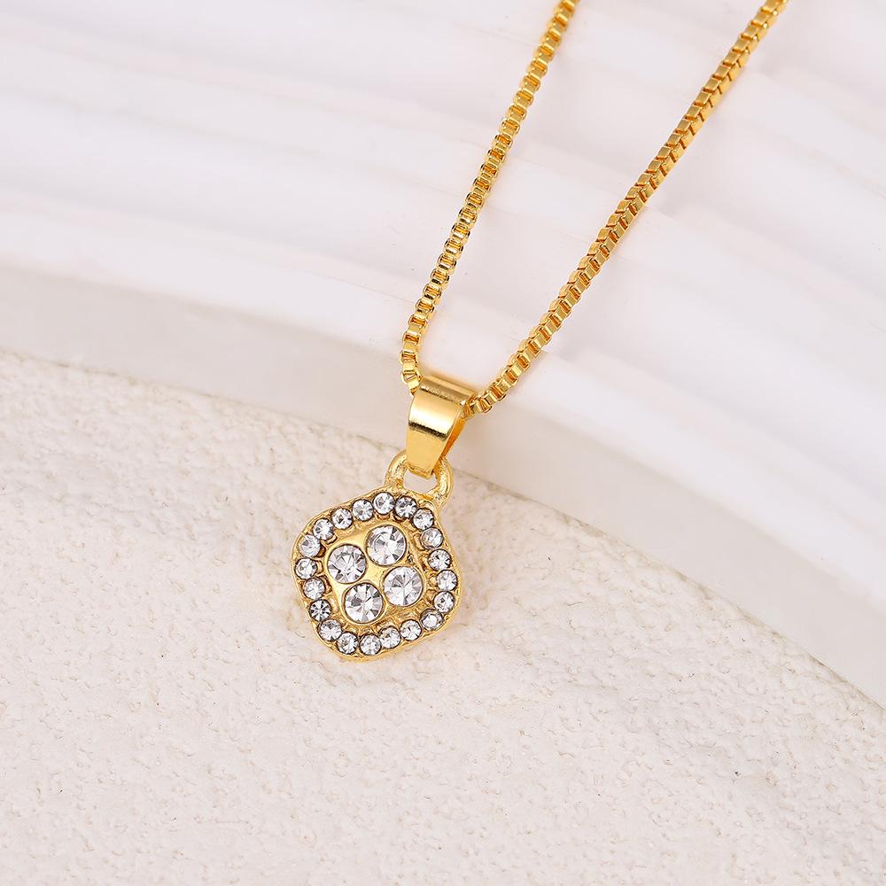 European & American Light Luxury Geometric Inlaid Diamond Jewelry Set: Necklace, Ring, Earrings