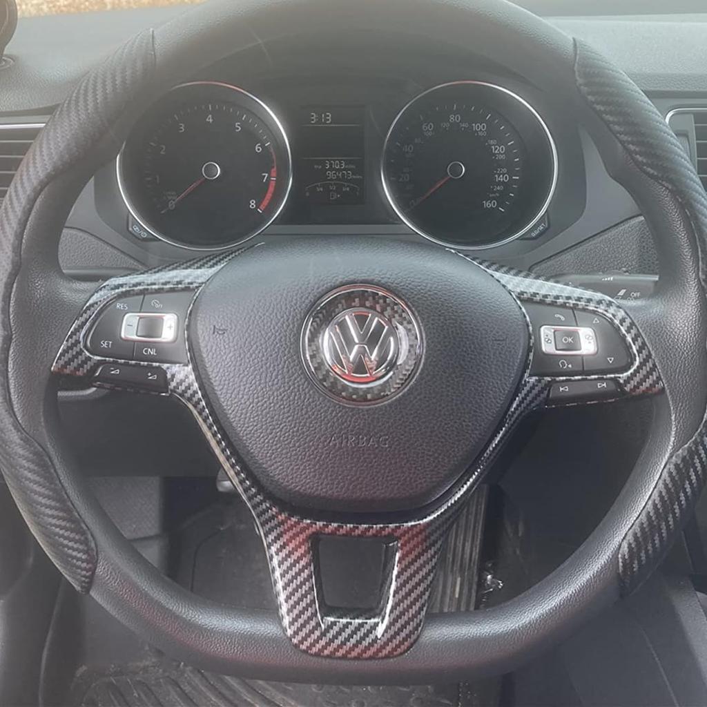ZiWen Carbon Fiber Steering Wheel Cover Trim for VW Atlas Tiguan Golf Jetta | Easy To Install,improve the Appearance,classy and Beautiful