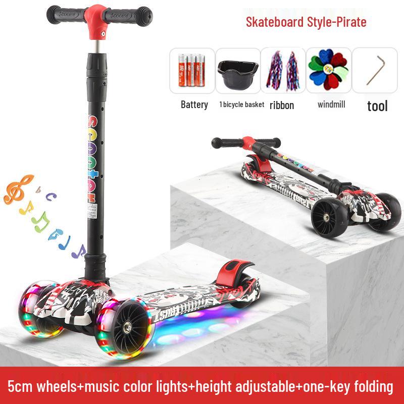 Skládací dětská koloběžka s blikajícími kolečky pro věk 2-8 let