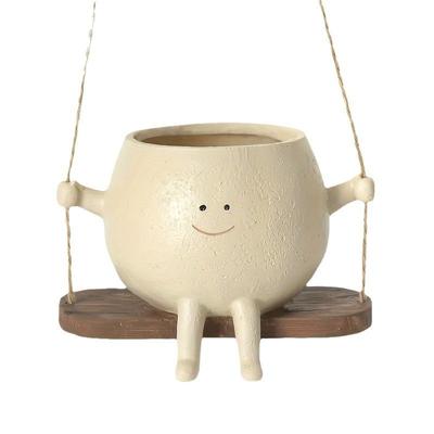 Rocking Chair/swing Face Flower Pot Succulent Planter Cute Resin Head Planters Home Garden Supplies for Indoor Outdoor Plants