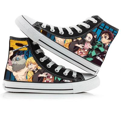 Demon Slayer Print Canvas Shoes Fashion Anime Student Men Women Unisex Casual Shoe Lovers Couples Shoes